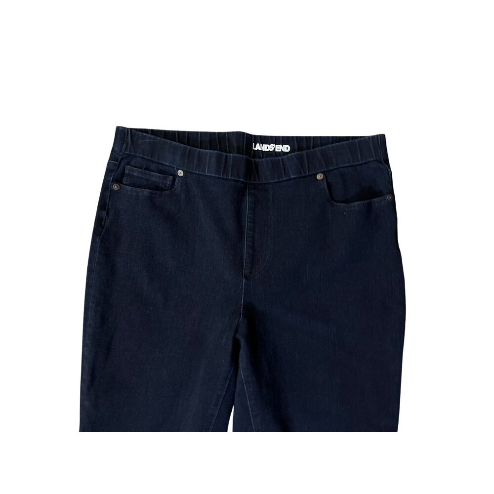 Lands End Pull On Jeans Womens 16 Dark Wash Cotton Blend Stretch Pants Used - Picture 5 of 13